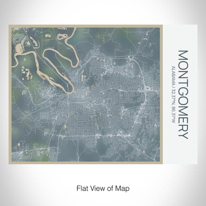 Rendered View of Montgomery Alabama Map on 20oz Stainless Steel Insulated Bottle with Bamboo Top with printed afternoon style map