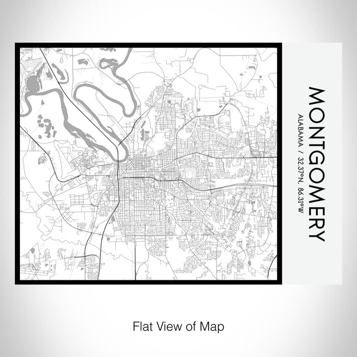 Rendered View of Montgomery Alabama Map on 20oz Stainless Steel Insulated Bottle with Bamboo Top with printed classic style map