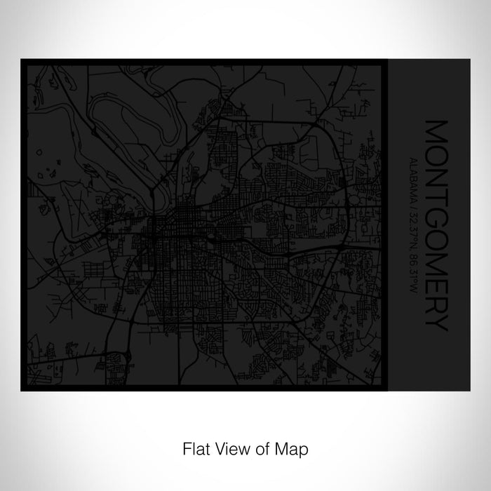 Rendered View of Montgomery Alabama Map on 20oz Stainless Steel Insulated Bottle with Bamboo Top in Matte Black with printed Tactile Lines Map in Black