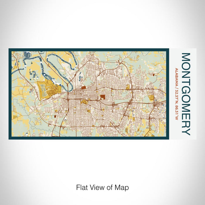 Rendered View of Montgomery Alabama Map on 17oz Stainless Steel Insulated Bottle with printed woodblock style map