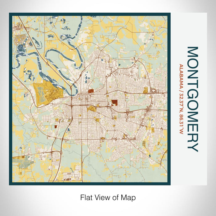 Rendered View of Montgomery Alabama Map on 17oz Stainless Steel Insulated Tumbler in Woodblock Map Style