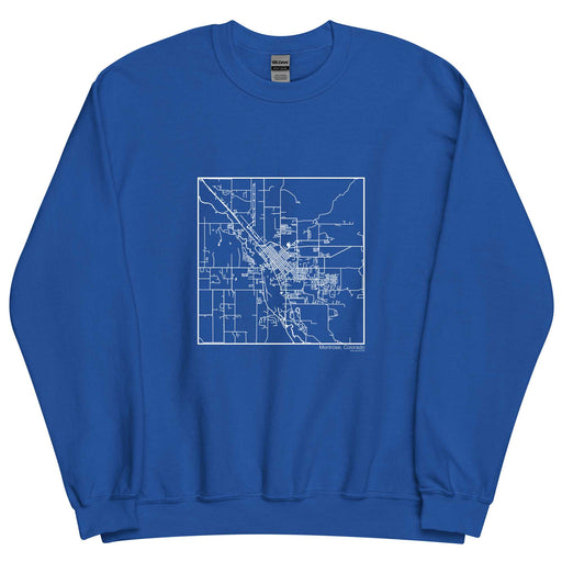 Montrose Colorado  Map Unisex Crewneck Sweater with City inscription in Royal Blue