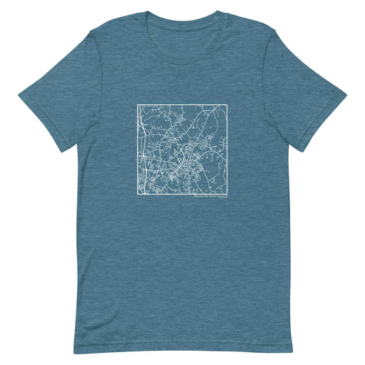 Mooresville North Carolina  Map Unisex T-Shirt with City inscription in Heather Teal