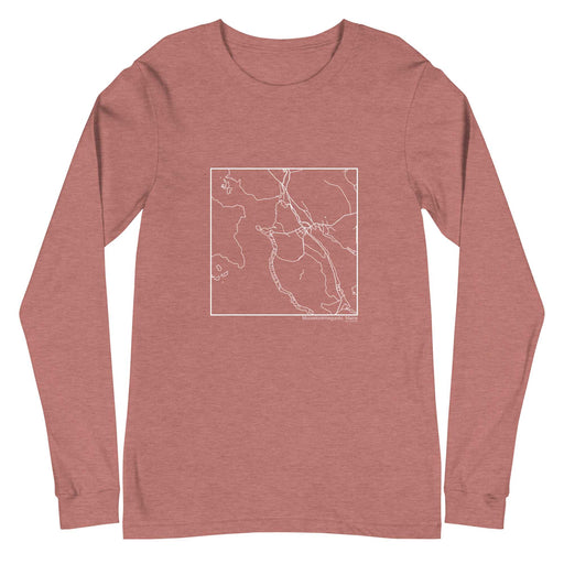 Mooselookmeguntic Maine  Map Unisex Long-Sleeve T-shirt with City inscription in Heather Mauve