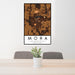 24x36 Mora Minnesota Map Print Portrait Orientation in Ember Style Behind 2 Chairs Table and Potted Plant
