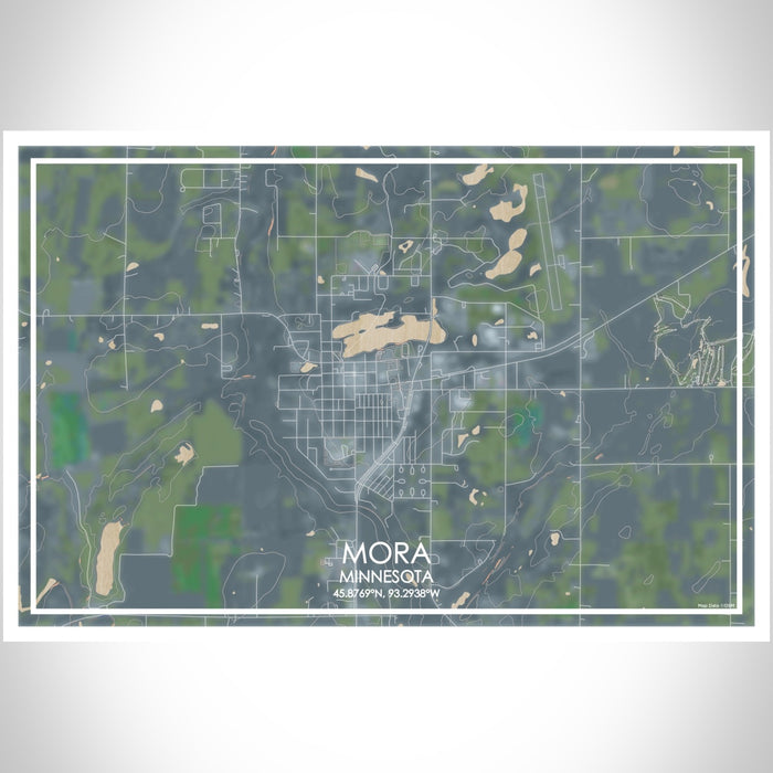 Mora Minnesota Map Print Landscape Orientation in Afternoon Style With Shaded Background