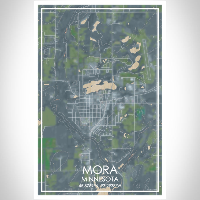 Mora Minnesota Map Print Portrait Orientation in Afternoon Style With Shaded Background
