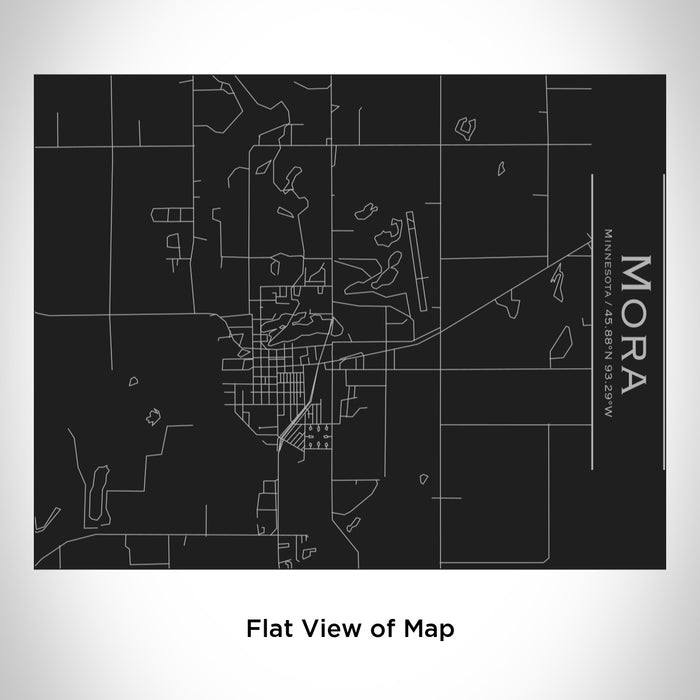 Rendered View of Mora Minnesota Map Engraving on 20oz Stainless Steel Insulated Bottle with Bamboo Top in Black