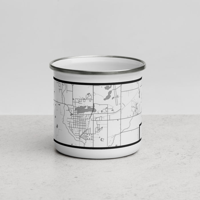 Front View Custom Mora Minnesota Map Enamel Mug in Classic