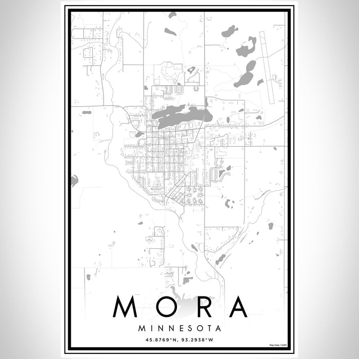 Mora Minnesota Map Print Portrait Orientation in Classic Style With Shaded Background