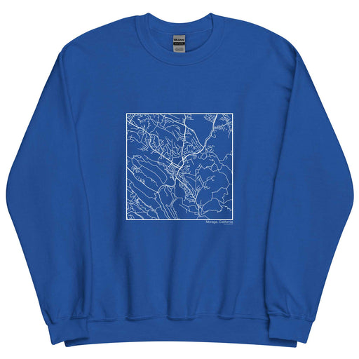 Moraga California  Map Unisex Crewneck Sweater with City inscription in Royal Blue