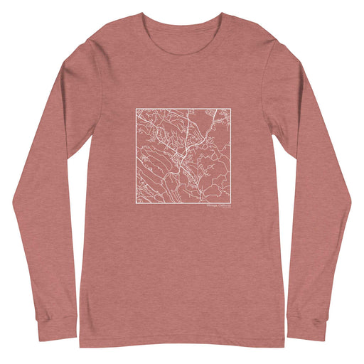 Moraga California  Map Unisex Long-Sleeve T-shirt with City inscription in Heather Mauve