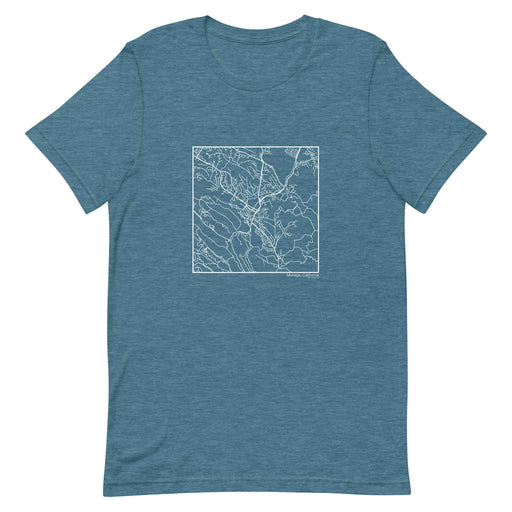 Moraga California  Map Unisex T-Shirt with City inscription in Heather Teal