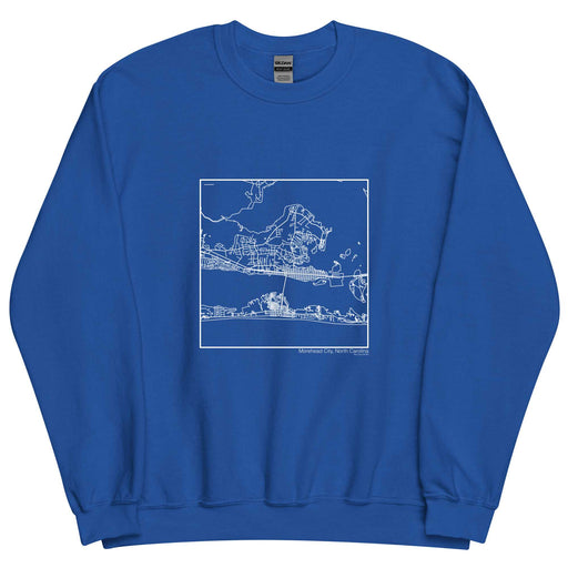 Morehead City North Carolina  Map Unisex Crewneck Sweater with City inscription in Royal Blue