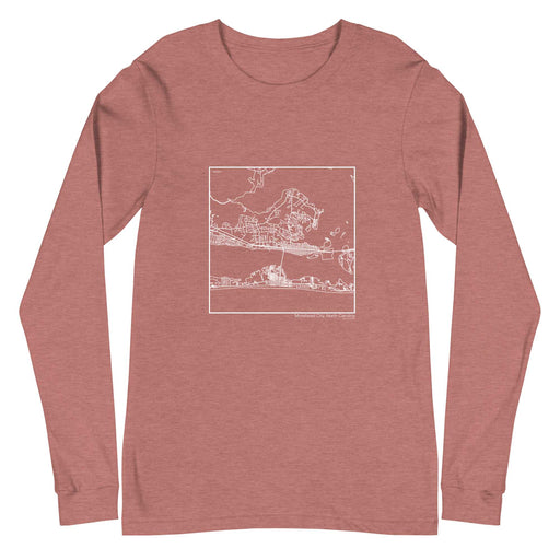 Morehead City North Carolina  Map Unisex Long-Sleeve T-shirt with City inscription in Heather Mauve