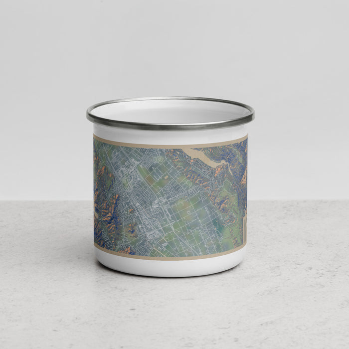 Front View Custom Morgan Hill California Map Enamel Mug in Afternoon