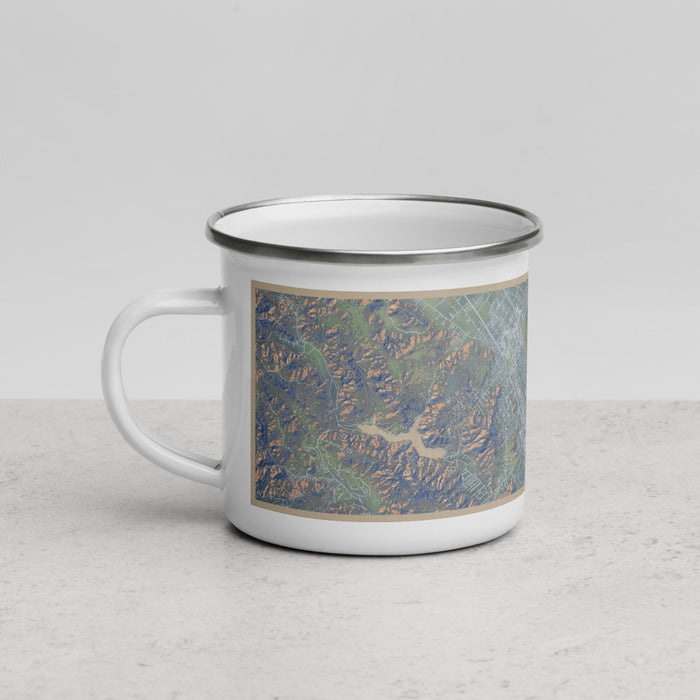 Left View Custom Morgan Hill California Map Enamel Mug in Afternoon