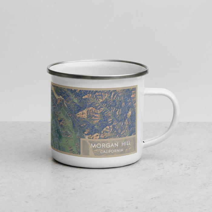 Right View Custom Morgan Hill California Map Enamel Mug in Afternoon