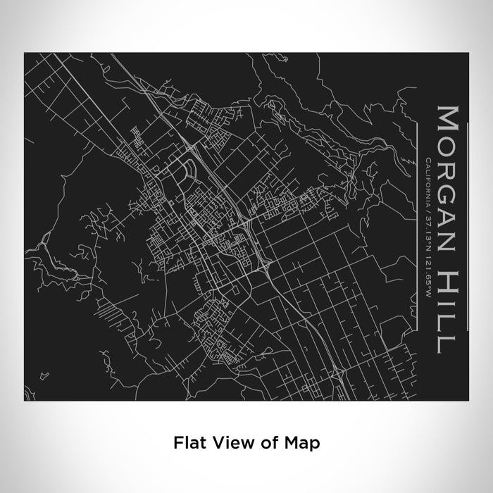 Rendered View of Morgan Hill California Map Engraving on 20oz Stainless Steel Insulated Bottle with Bamboo Top in Black