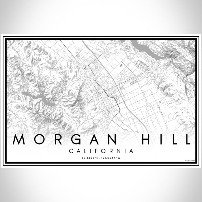 Morgan Hill California Map Print Landscape Orientation in Classic Style With Shaded Background