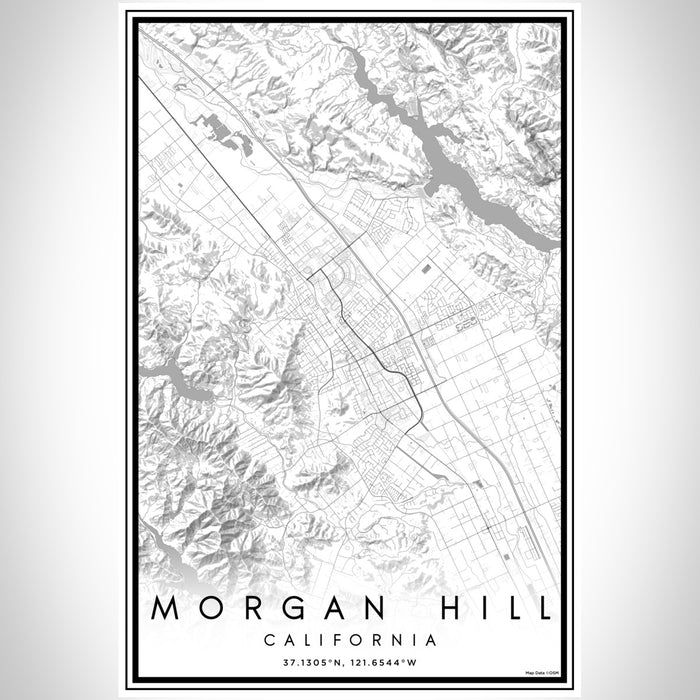 Morgan Hill California Map Print Portrait Orientation in Classic Style With Shaded Background