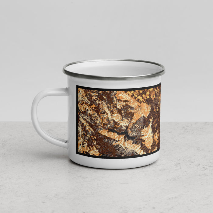 Left View Custom Morgan Hill California Map Enamel Mug in Ember