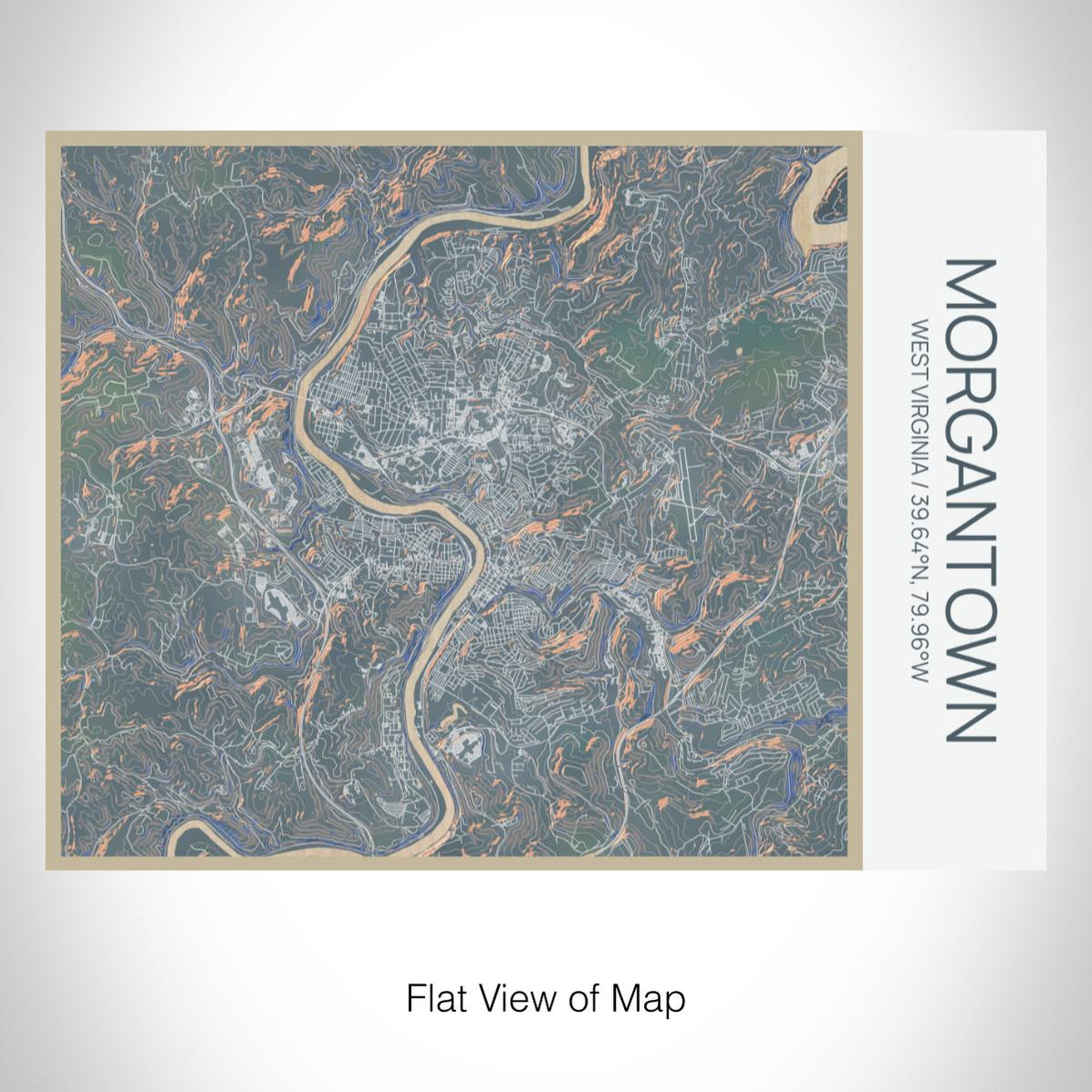 Morgantown West Virginia Map Bottle With Bamboo Top In Afternoon Morgantown Bamboo Afternoon Rendered View 1197x1197 