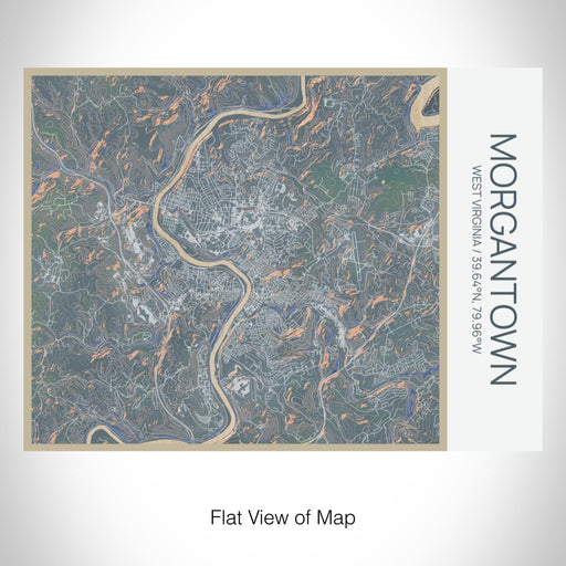 Rendered View of Morgantown West Virginia Map on 20oz Stainless Steel Insulated Bottle with Bamboo Top with printed afternoon style map