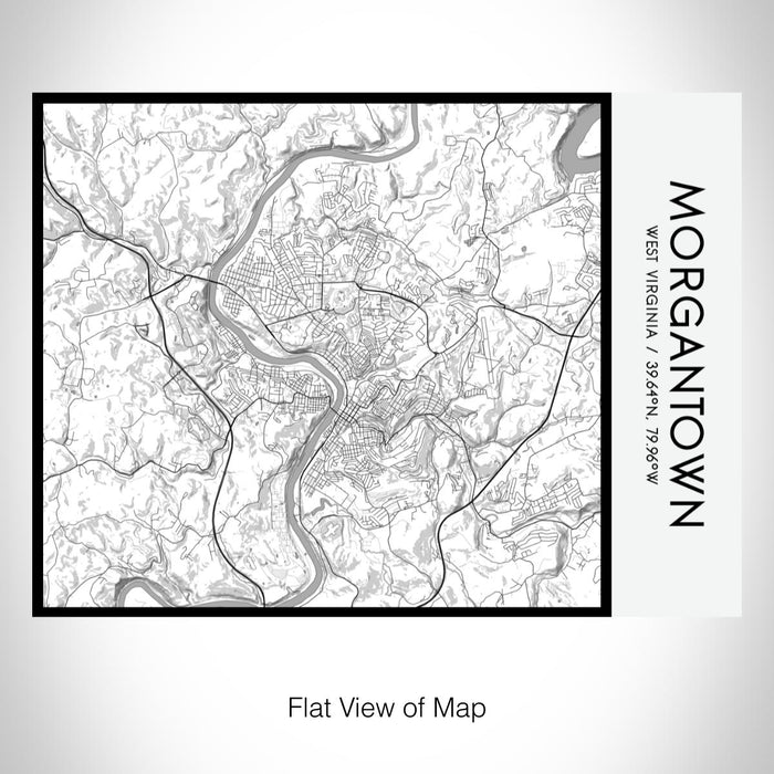 Rendered View of Morgantown West Virginia Map on 20oz Stainless Steel Insulated Bottle with Bamboo Top with printed classic style map