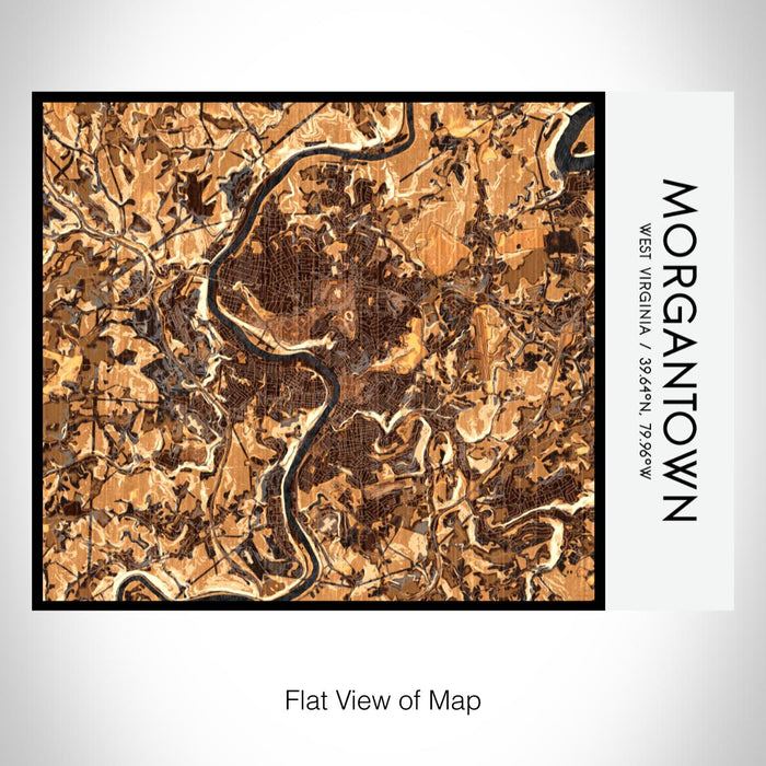 Rendered View of Morgantown West Virginia Map on 20oz Stainless Steel Insulated Bottle with Bamboo Top with printed ember style map