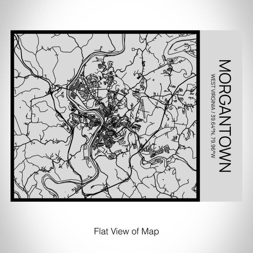 Rendered View of Morgantown West Virginia Map on 20oz Stainless Steel Insulated Bottle with Bamboo Top with printed Tactile Lines Map in Black