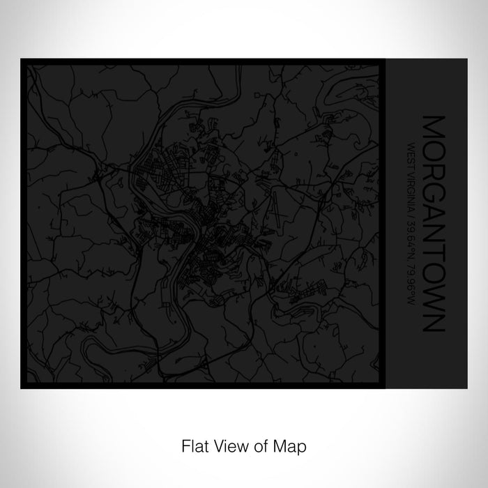 Rendered View of Morgantown West Virginia Map on 20oz Stainless Steel Insulated Bottle with Bamboo Top in Matte Black with printed Tactile Lines Map in Black