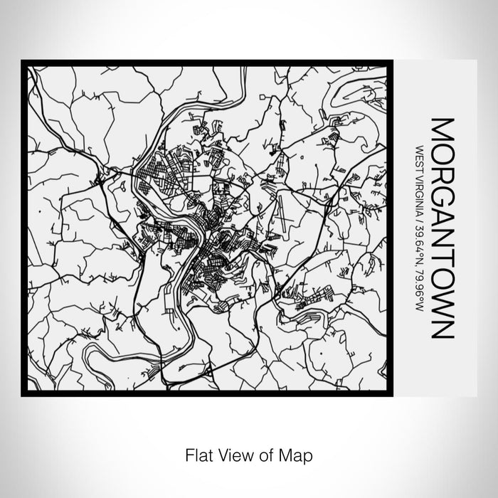 Rendered View of Morgantown West Virginia Map on 20oz Stainless Steel Insulated Bottle with Bamboo Top in Matte White with printed Tactile Lines Map in Black