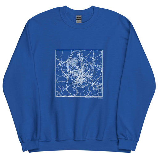 Morgantown West Virginia  Map Unisex Crewneck Sweater with City inscription in Royal Blue