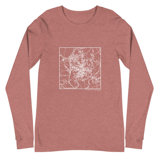 Morgantown West Virginia  Map Unisex Long-Sleeve T-shirt with City inscription in Heather Mauve