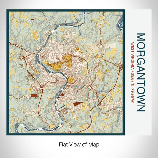 Rendered View of Morgantown West Virginia Map on 17oz Stainless Steel Insulated Tumbler in Woodblock Map Style