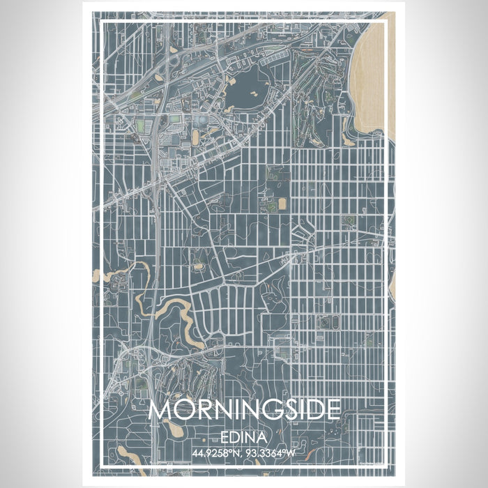 Morningside Edina Map Print Portrait Orientation in Afternoon Style With Shaded Background