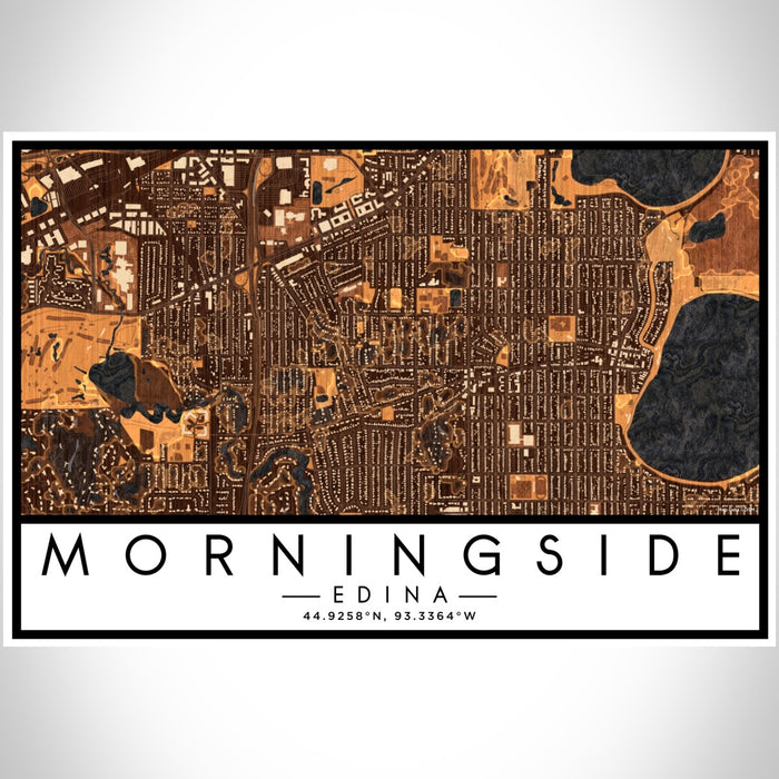 Morningside Edina Map Print Landscape Orientation in Ember Style With Shaded Background