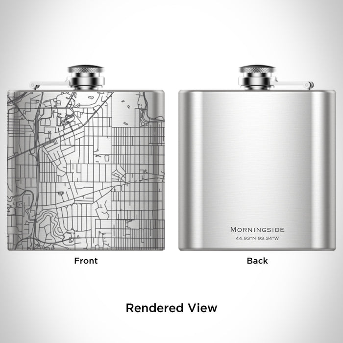 Rendered View of Morningside Edina Map Engraving on 6oz Stainless Steel Flask