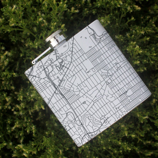 Morningside Edina Custom Engraved City Map Inscription Coordinates on 6oz Stainless Steel Flask in White