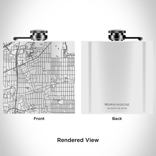 Rendered View of Morningside Edina Map Engraving on 6oz Stainless Steel Flask in White