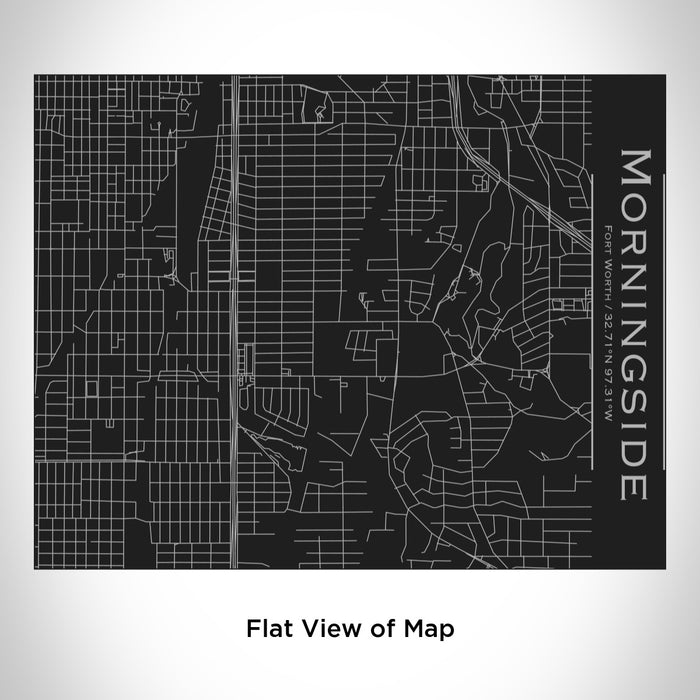 Rendered View of Morningside Fort Worth Map Engraving on 20oz Stainless Steel Insulated Bottle with Bamboo Top in Black