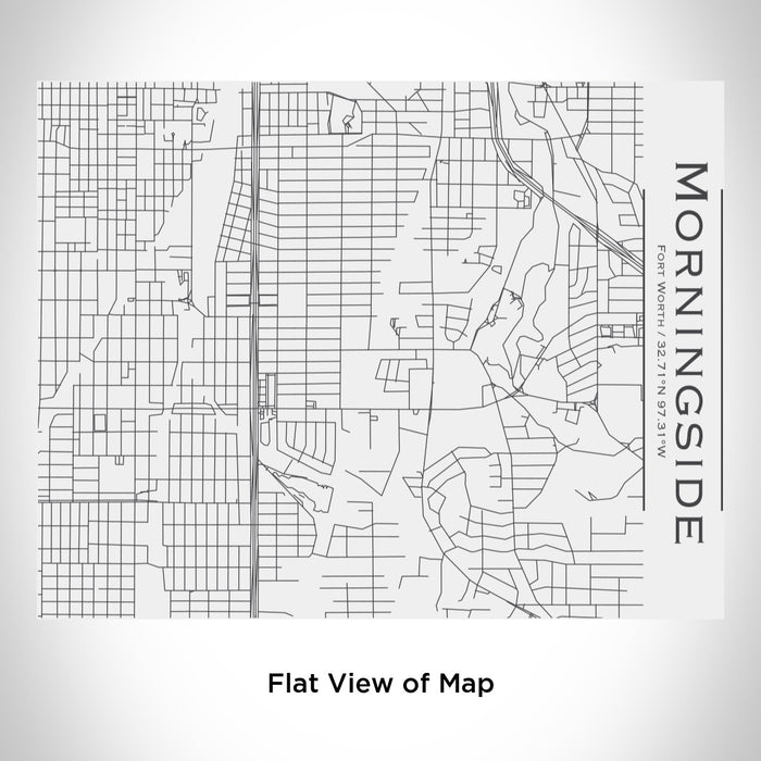 Rendered View of Morningside Fort Worth Map Engraving on 20oz Stainless Steel Insulated Bottle with Bamboo Top in White