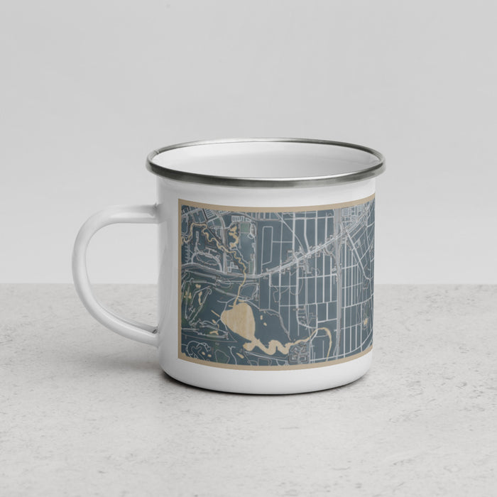 Left View Custom Morningside Minnesota Map Enamel Mug in Afternoon