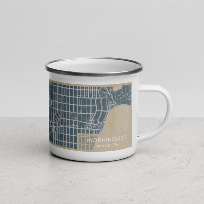 Right View Custom Morningside Minnesota Map Enamel Mug in Afternoon