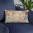Custom Morningside Minnesota Map Throw Pillow in Woodblock on Blue Colored Chair