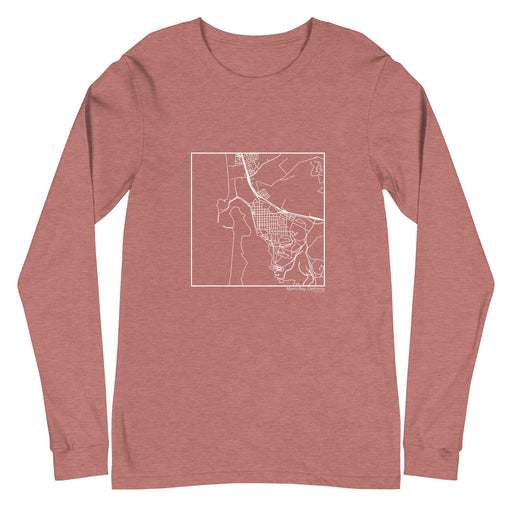 Morro Bay California  Map Unisex Long-Sleeve T-shirt with City inscription in Heather Mauve