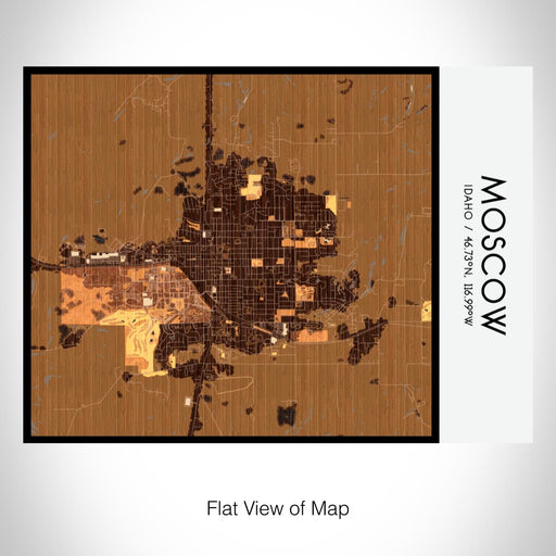 Rendered View of Moscow Idaho Map on 20oz Stainless Steel Insulated Bottle with Bamboo Top with printed ember style map