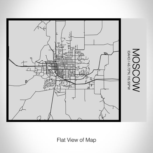 Rendered View of Moscow Idaho Map on 20oz Stainless Steel Insulated Bottle with Bamboo Top with printed Tactile Lines Map in Black