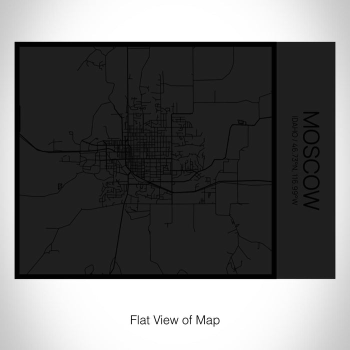 Rendered View of Moscow Idaho Map on 20oz Stainless Steel Insulated Bottle with Bamboo Top in Matte Black with printed Tactile Lines Map in Black